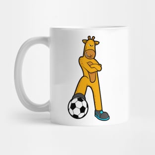 Giraffe at Sports with Soccer ball Mug